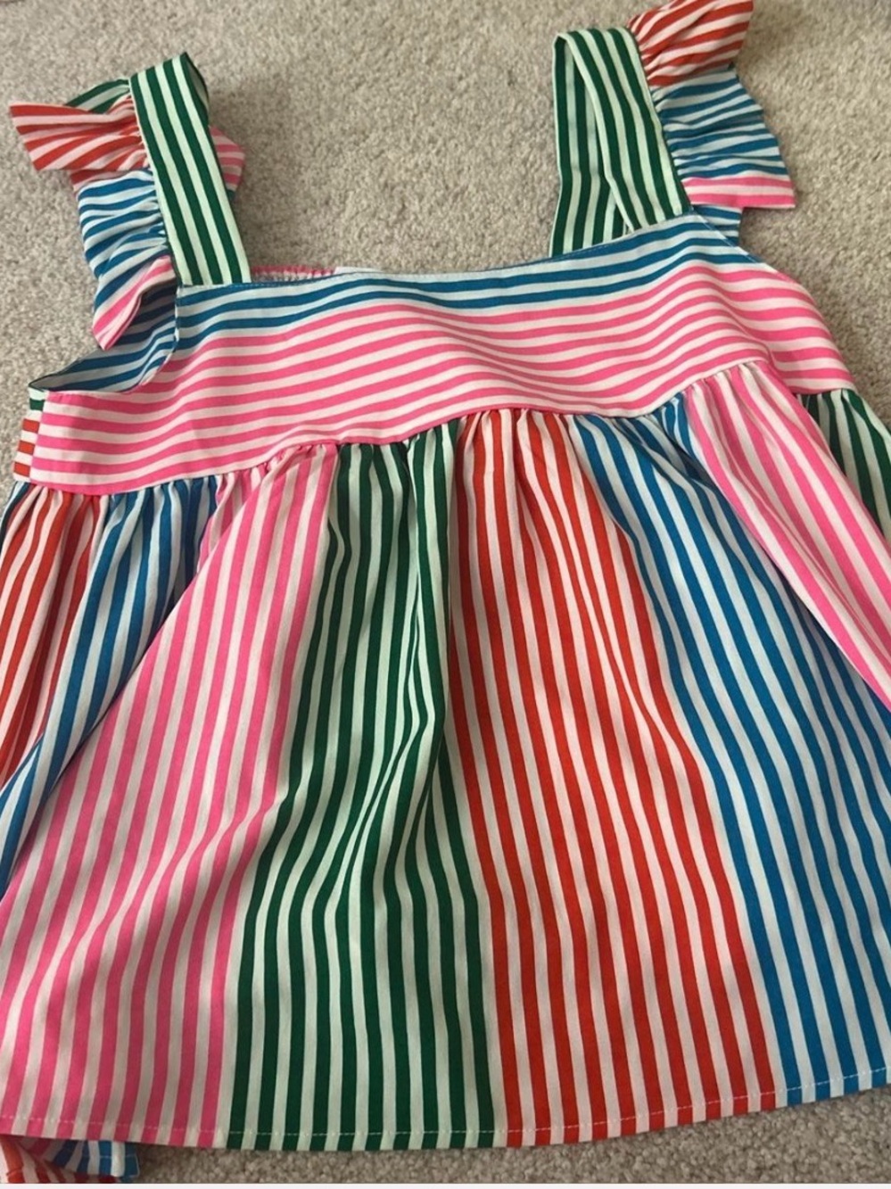 H&M Striped Ruffle Strap Tank Top - Pink, Green, Red, Blue